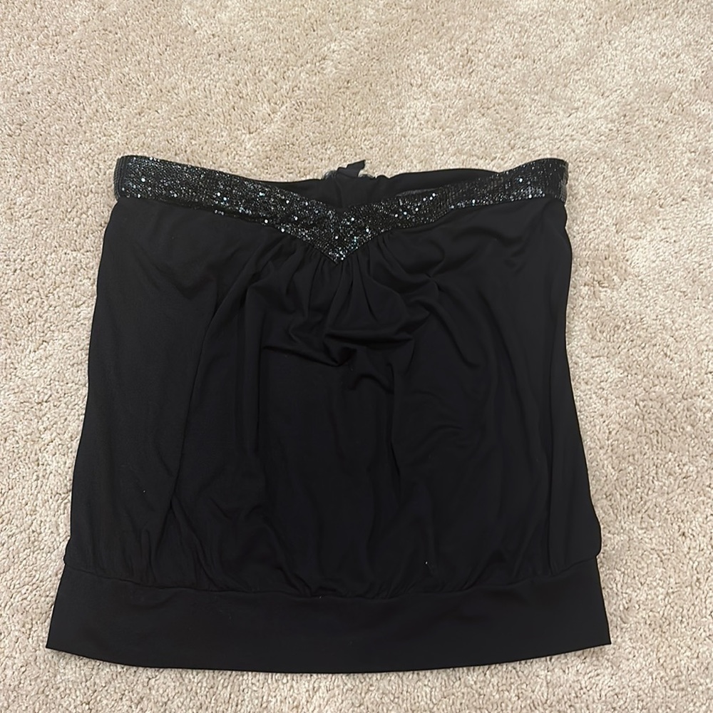 White House /Black Market tube top black shirt with really pretty sequins